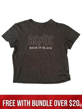 Free With Bundle Women’s AC/DC Charcoal Band Tee - Back in Black Size Large